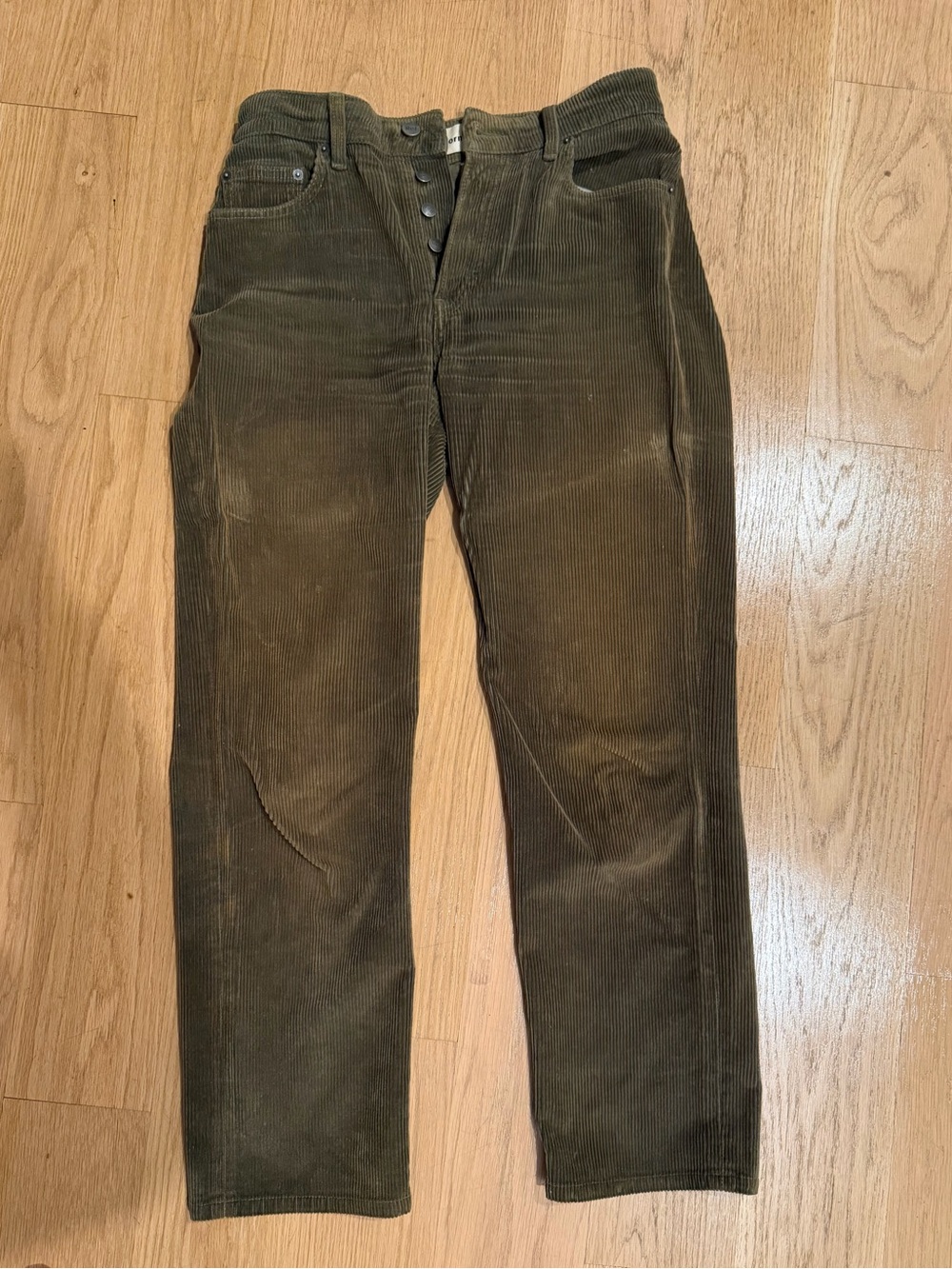 Reformation Women’s Olive Green Corduroy Button-Fly Pants